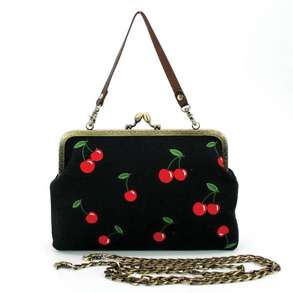 NEW COMECO INC women's cherry kisslock bag in black